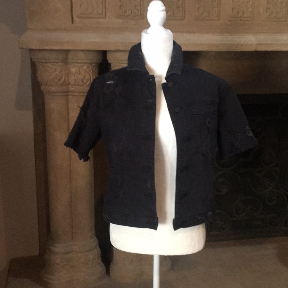 Short Sleeve Black Jean Jacket